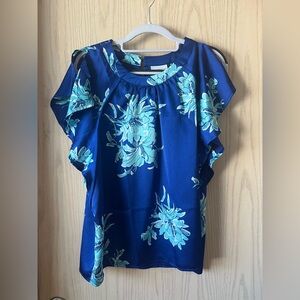 Liz Claiborne Floral Blue Women's Top NWOT